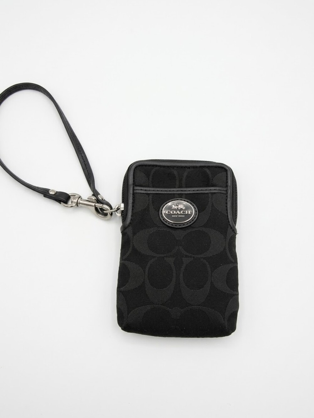 Coach Black Signature Wristlet Phone Case with Wrist Strap